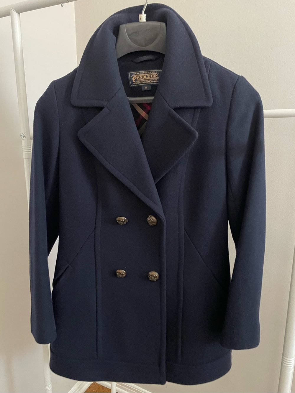 Pendleton Dark Navy Double-Breasted Wool Peacoat - Size 8